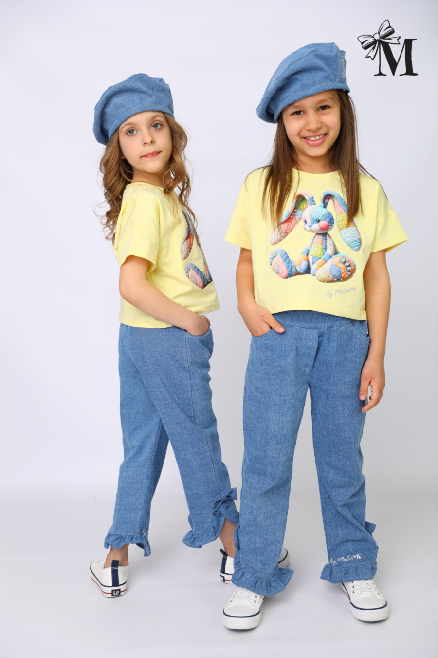 Spodnie dziewczęce jeans bawełniany slim falbanki